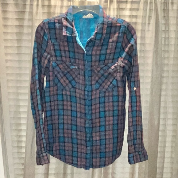 HYDRAULIC DENIM Women’s Plaid Button Down Flannel Shirt Top. Sz L. - Picture 1 of 5